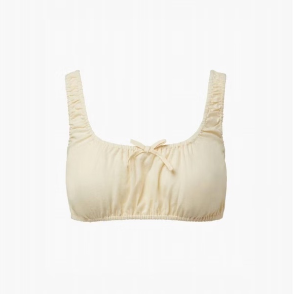 WeWoreWhat Tops - WeWoreWhat - Linen-blend Scrunchy Bralette Top